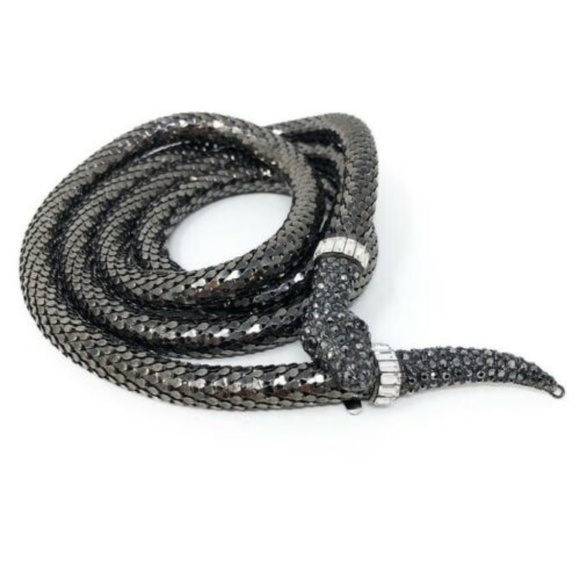 Anne Fontaine Isla Serpent Snake Belt Black Metal - Picture 2 of 6